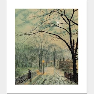 A Moonlit Stroll, Bonchurch, Isle of Wight by John Atkinson Grimshaw Posters and Art